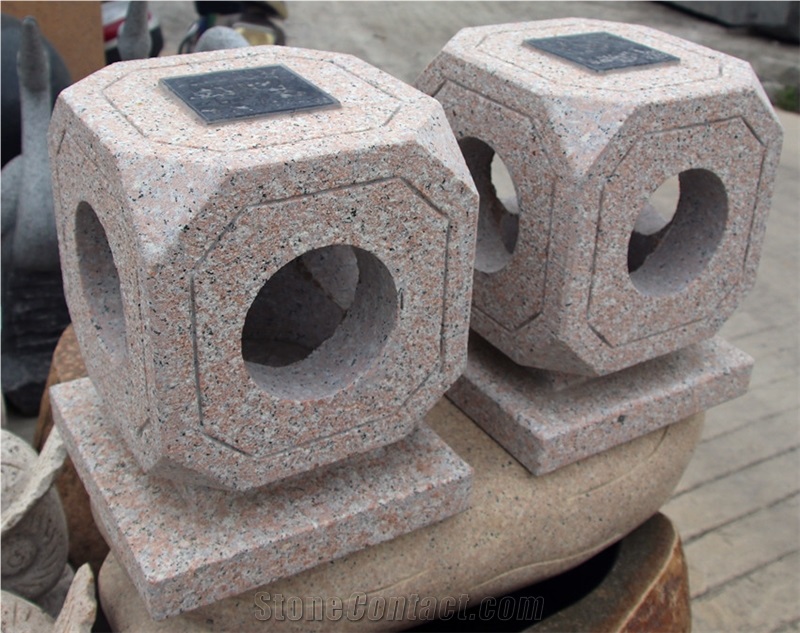 Granite Dice Design Garden Lantern , Solar Light Exterior Lamps