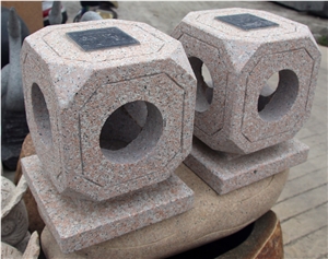 Granite Dice Design Garden Lantern , Solar Light Exterior Lamps