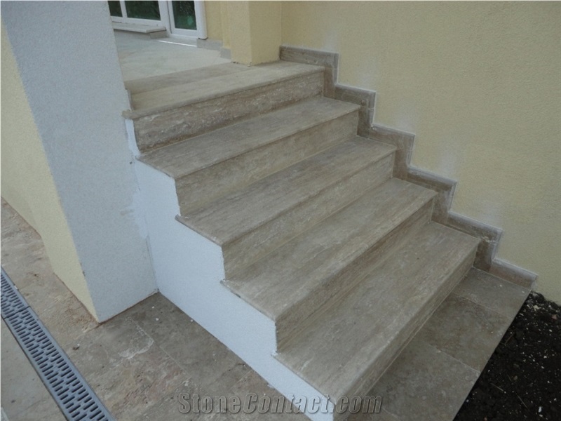 Classic Beige Travertine Honed Bullnosed Steps