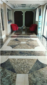 Dark Emperador Waterjet Cut Floor Medallion