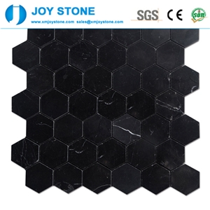 Mosaic Nero Marquina Marble Hexagon Pattern