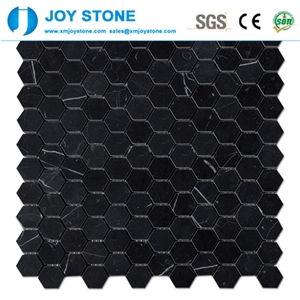Mosaic Nero Marquina Marble Hexagon Pattern