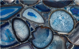 Blue Agate Semi-Precious Stone Slabs Wall