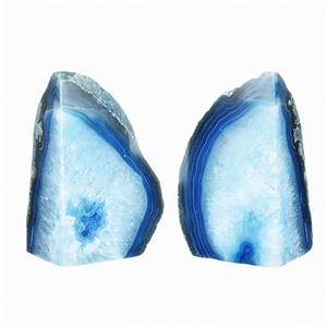 China Gemstone Semiprecious Gemstone Blue Agate Bookend