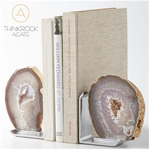 China Gemstone Semiprecious Gemstone White Agate Bookend