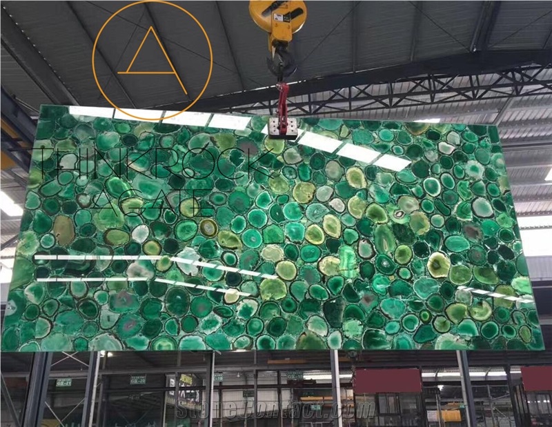 China Semi-Precious Green Gemstone Agate Slabs & Tiles