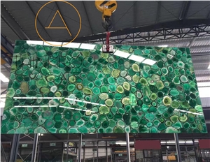 China Semi-Precious Green Gemstone Agate Slabs & Tiles