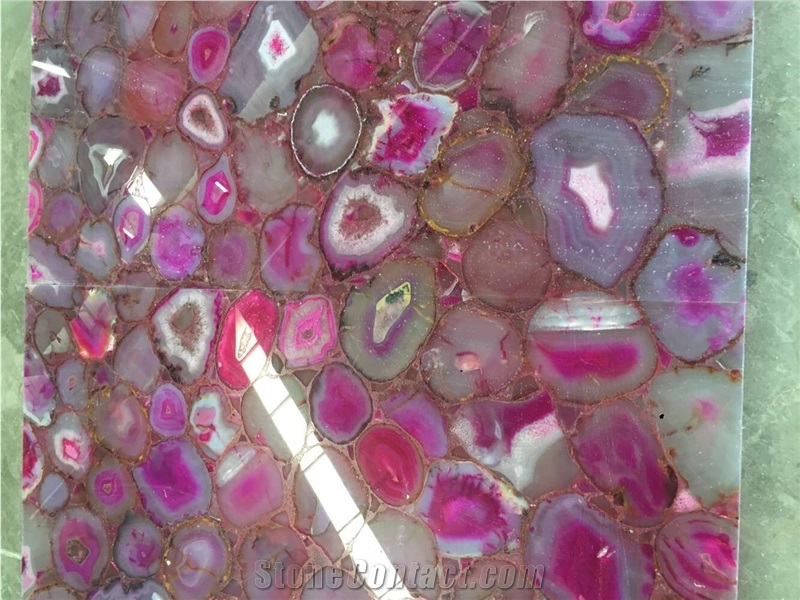 Pink Agate Gem Stone Tiles/Semi-Precious Stone Slabs/Gemstone