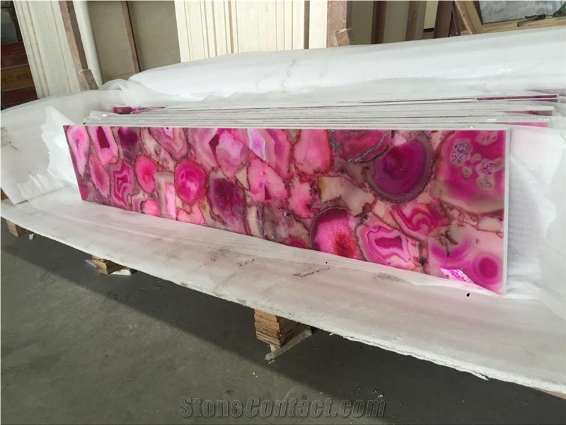 Pink Agate Gem Stone Tiles/Semi-Precious Stone Slabs/Gemstone