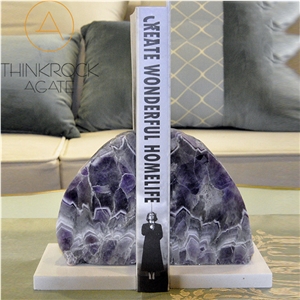 Polished Amethyst Semi-Precious Bookends Stone