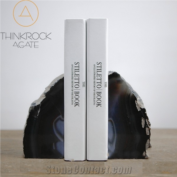 Polished Black Semi-Precious Bookends Stone