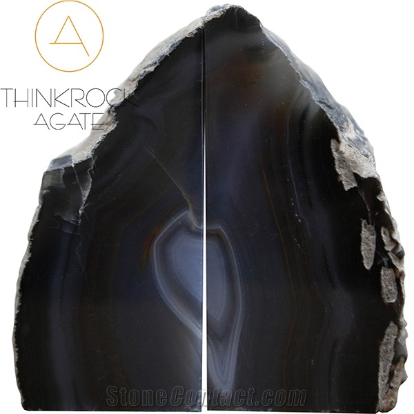 Polished Black Semi-Precious Bookends Stone
