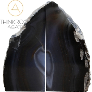 Polished Black Semi-Precious Bookends Stone