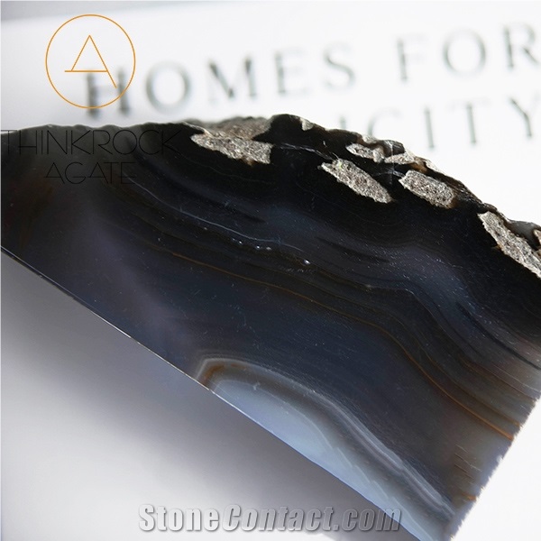 Polished Black Semi-Precious Bookends Stone