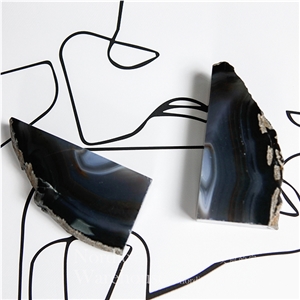 Polished Black Semi-Precious Bookends Stone