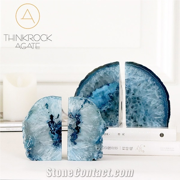 Polished Blue Semi-Precious Bookends Stone