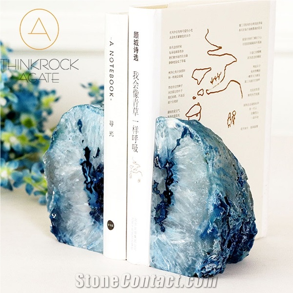 Polished Blue Semi-Precious Bookends Stone