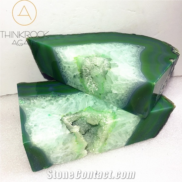 Polished Green Semi-Precious Bookends Stone