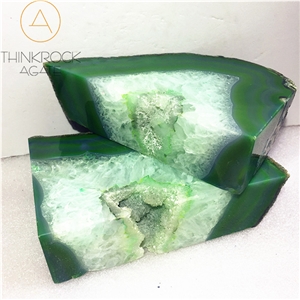 Polished Green Semi-Precious Bookends Stone