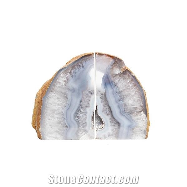 Solid Surface Roca Moda Polished Grey Agate Bookends for Sale