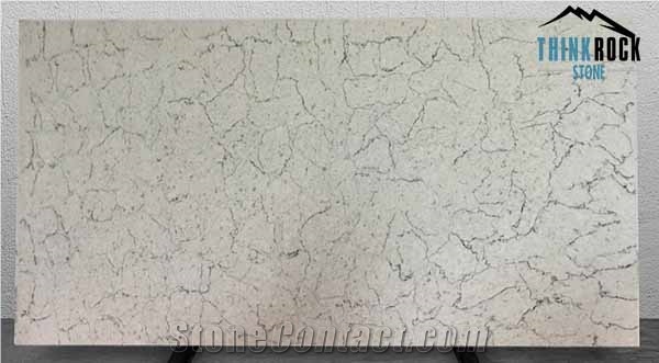 White Quartz with Dark Gray Vein Slabs Polished