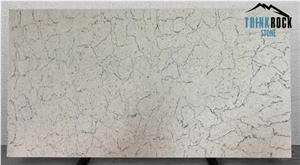 White Quartz with Dark Gray Vein Slabs Polished White Quartz with Dark Gray Vein Slabs Polished