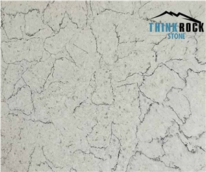 White Quartz with Dark Gray Vein Slabs Polished