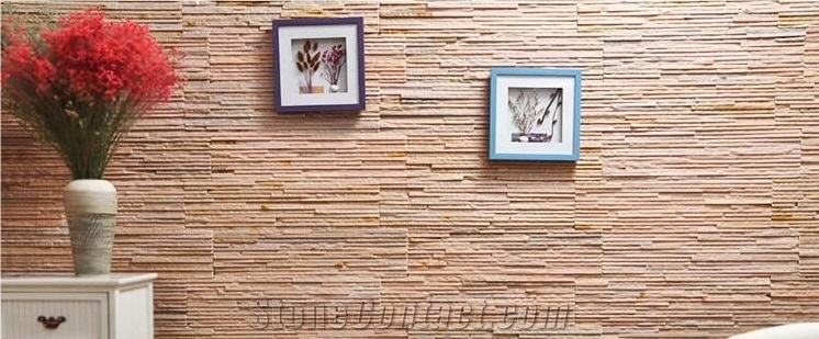 China Natural Pink Quartzite Cultured Stone Stacked Stone Veneers