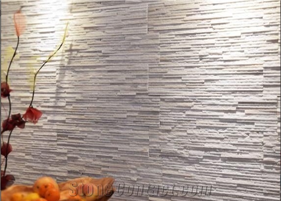 China White Quartite Veneer Stone Stacked Stone Wall Cladding