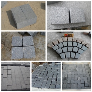 G654 Grey Black Granite Driveway Paving Cobble Cubes Stone Pavers