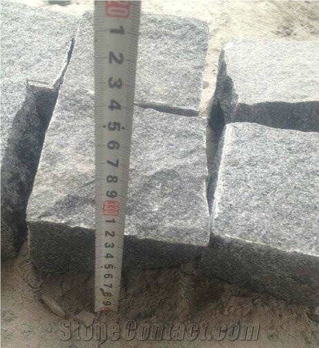 G654 Grey Black Granite Driveway Paving Cobble Cubes Stone Pavers
