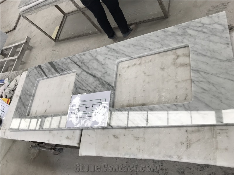 22x61 Double Sink Carrara White Marble Bathroom Vanity Top Backsplash