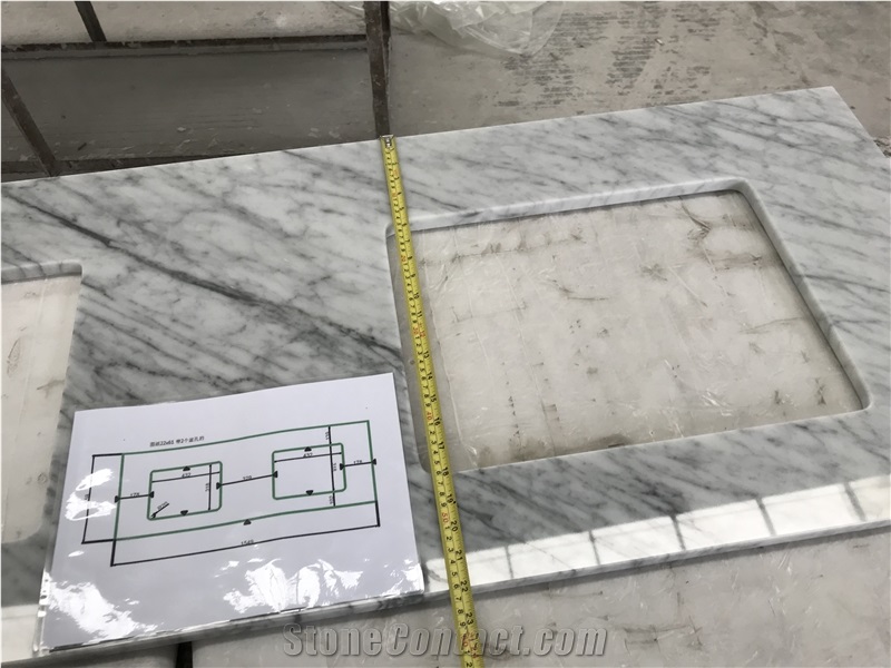 22x61 Double Sink Carrara White Marble Bathroom Vanity Top Backsplash