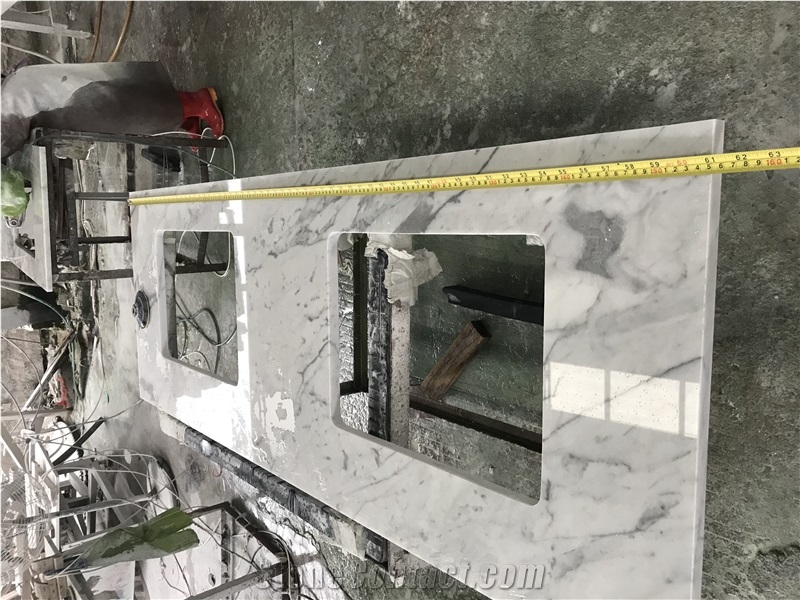 22x61 Double Sink Carrara White Marble Bathroom Vanity Top Backsplash