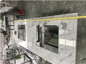 22x61 Double Sink Carrara White Marble Bathroom Vanity Top Backsplash