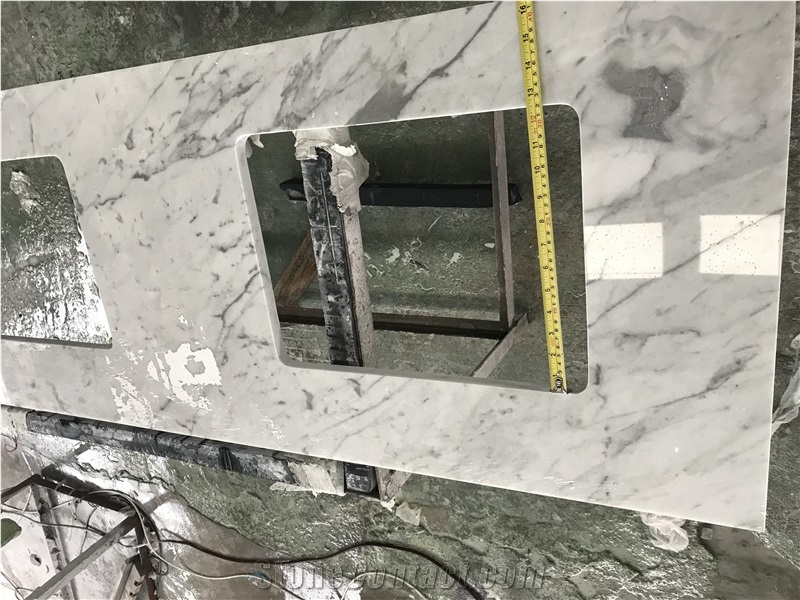 22x61 Double Sink Carrara White Marble Bathroom Vanity Top Backsplash