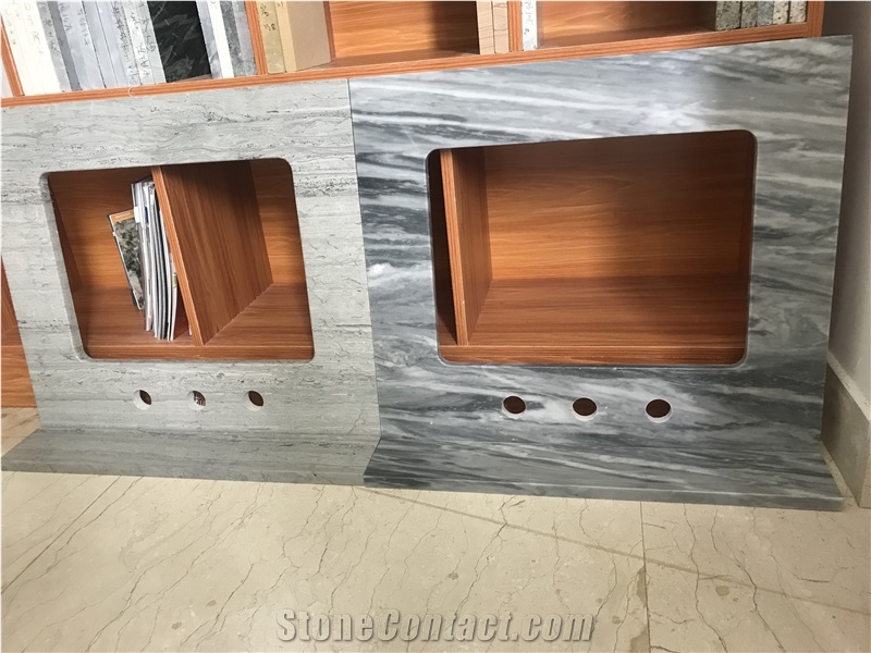 Blue Wood Wooden Grain Vein Marble Countertops,Bath Tops