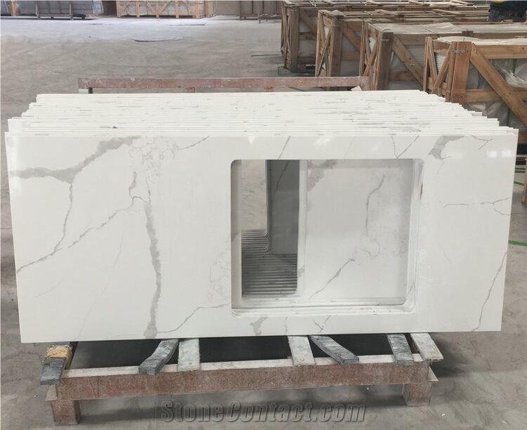 Calcatta White Artificial Marble Bathroom Vanity Tops,Bath Tops
