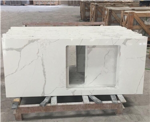 Calcatta White Artificial Marble Bathroom Vanity Tops,Bath Tops