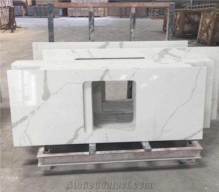 Calcatta White Artificial Marble Bathroom Vanity Tops,Bath Tops