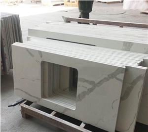 Calcatta White Artificial Marble Bathroom Vanity Tops,Bath Tops
