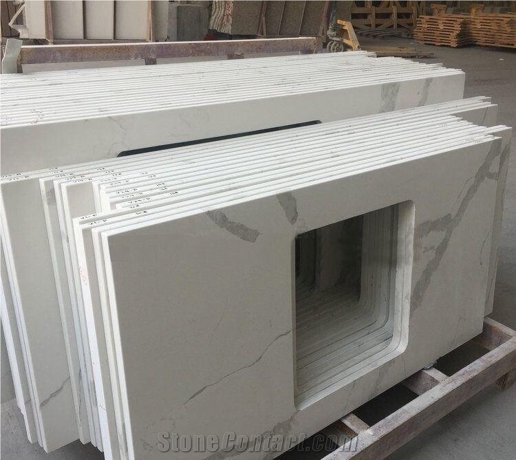 Calcatta White Artificial Marble Bathroom Vanity Tops,Bath Tops
