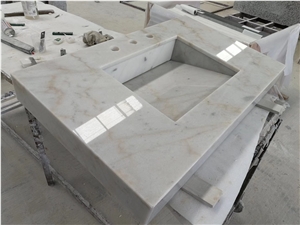 China Guangxi Karst White Marble Bathroom Counter Vanity Tops