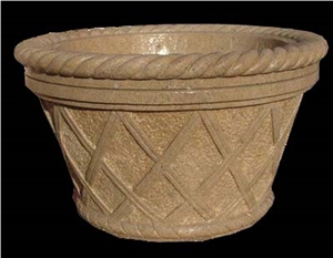 Beige Marble Handcarved,Sculptured Stone Flower Pot/Marble Vases