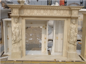 Beige Natural Sandstone Fireplace Mantels,Fireplace Surround