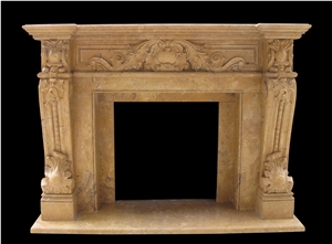 Fireplace Mantel,Beige Fireplace,Western Style,Handcrafted,Sculpture