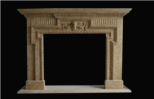Fireplace Mantel,Beige Fireplace,Western Style,Handcrafted,Sculpture