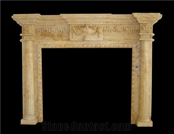Fireplace Mantel,Beige Fireplace,Western Style,Handcrafted,Sculpture