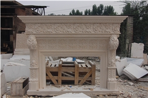 Fireplace Mantel,Egyptian Beige Fireplace,Western Style,Handcrafted