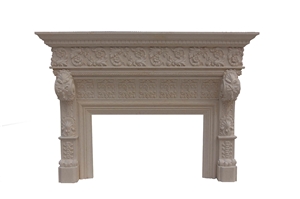 Fireplace Mantel,Egyptian Beige Fireplace,Western Style,Handcrafted